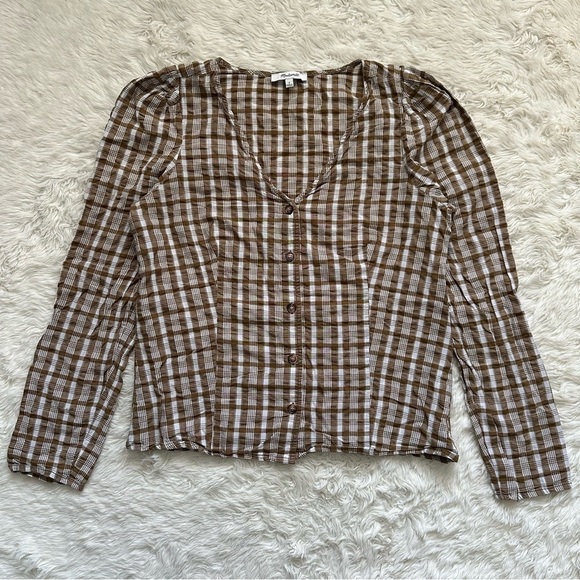 Madewell Shirt Westover Top Button Front in Sandown Plaid Weathered Olive 6 - Picture 4 of 12